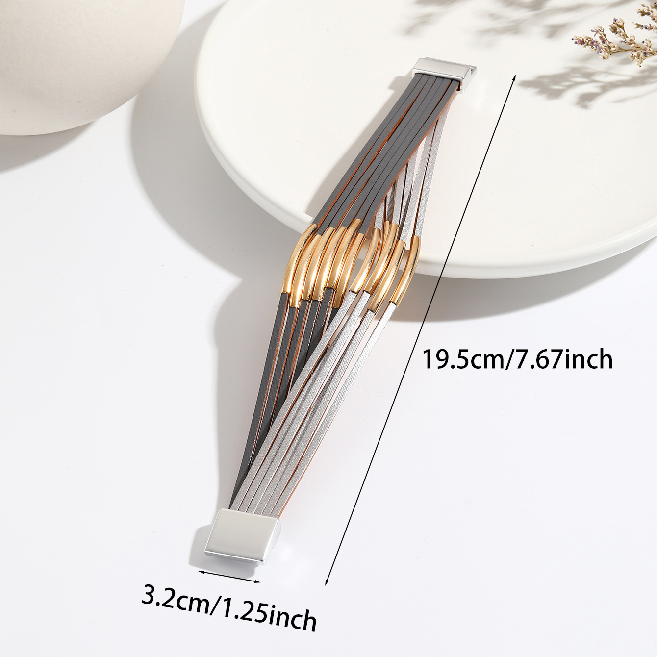 1 Piece Quantity Simple Style Color Block Pu Leather Plating Women's Bangle