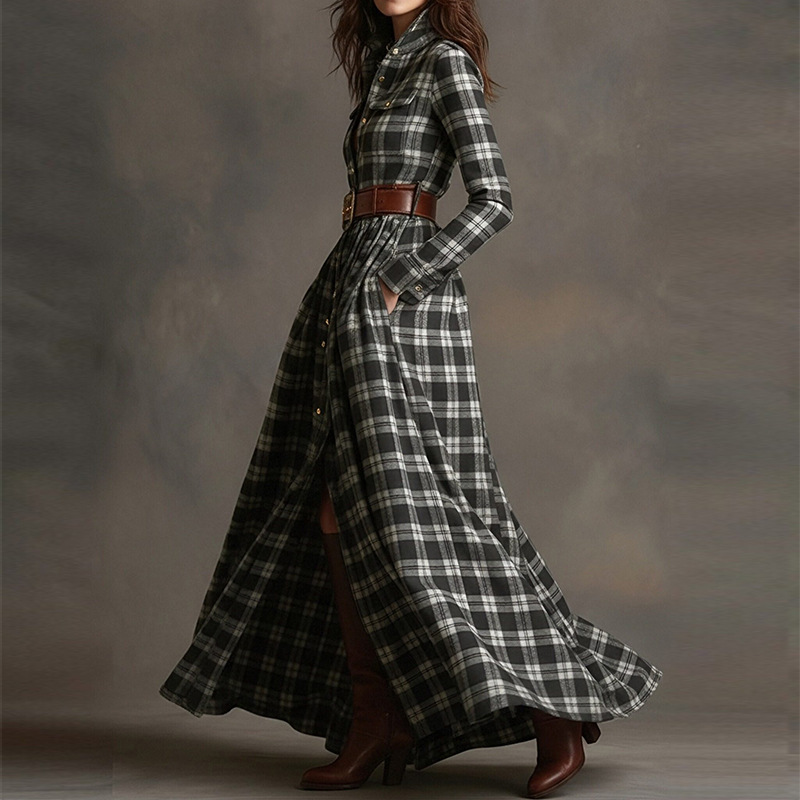 Set gonna francese vintage a quadri svasato e dimagrante donna_voghion.com
