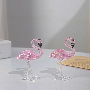 Handmade colored glass Flamingo decoration Crystal Craft Gift Net Red Flamingo TV cabinet decoration