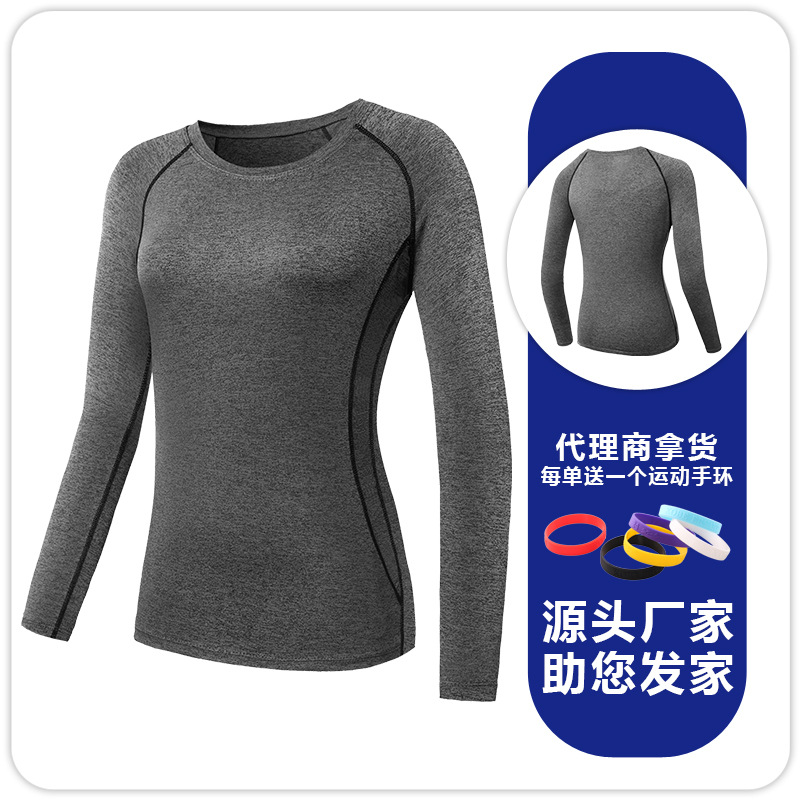 Camiseta Deportiva de Manga Larga para Mujer F8021 Seda de Leche Secado Rápido para Yoga y Running