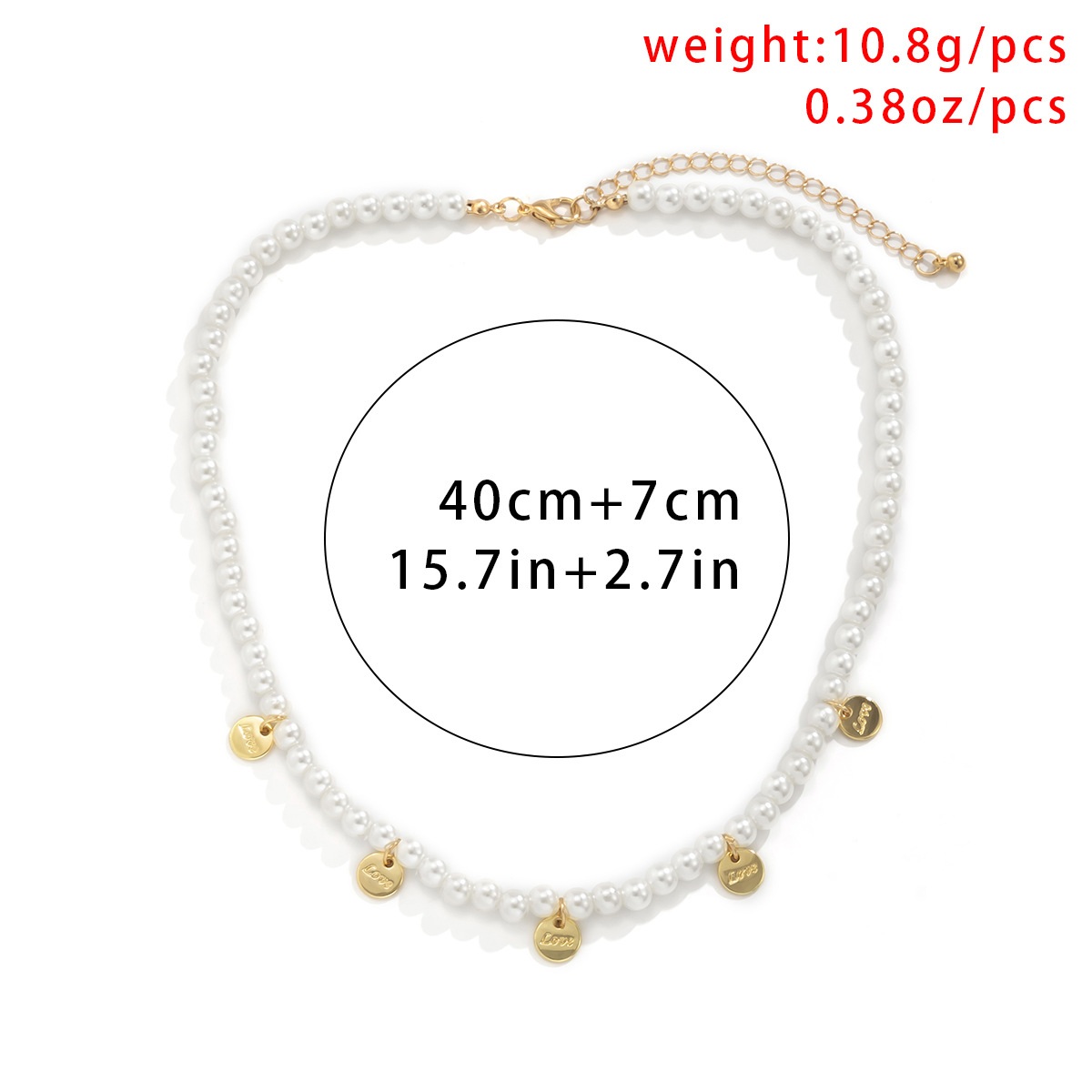 Collier de perles artificielles, chaîne de clavicule de niche féminine, collier pendentif à paillettes lettre minimaliste_voghion.com