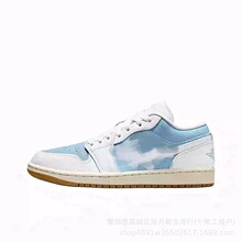 跨境AJ1低帮板鞋丹宁牛仔男女鞋头层牛皮乔1大码篮球鞋运动休闲鞋