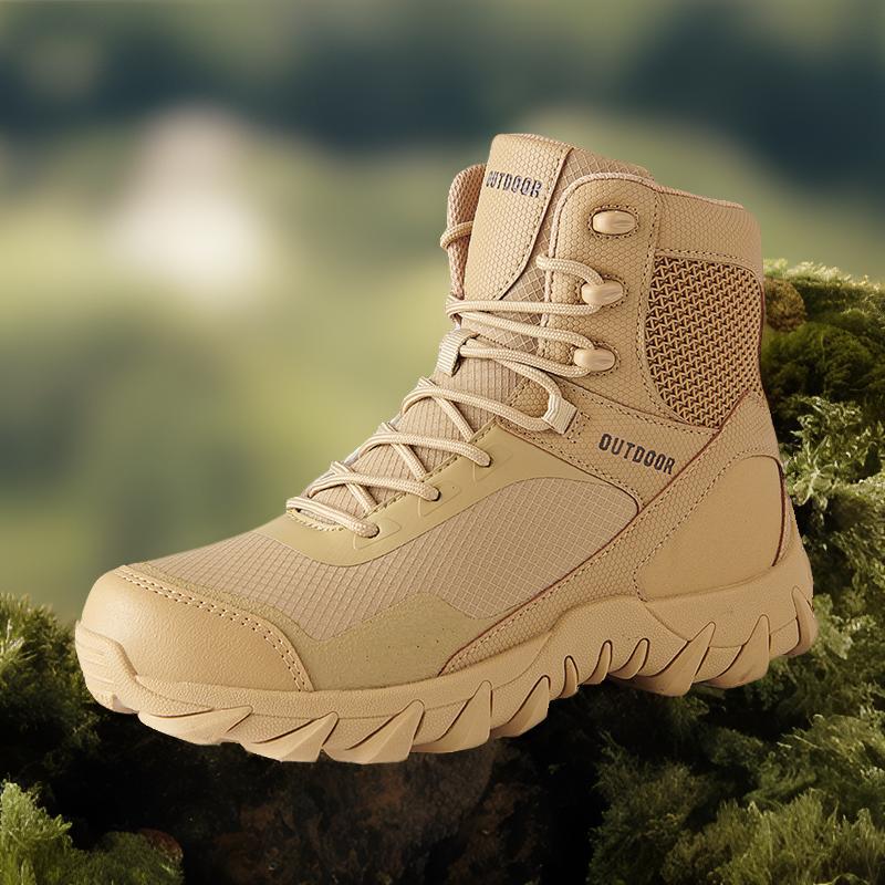 Spot venta directa de fábrica nuevas botas tácticas al aire libre zapatos de hombre de Amazon zapatos de tubo medio botas militares tácticas de senderismo alto hombres