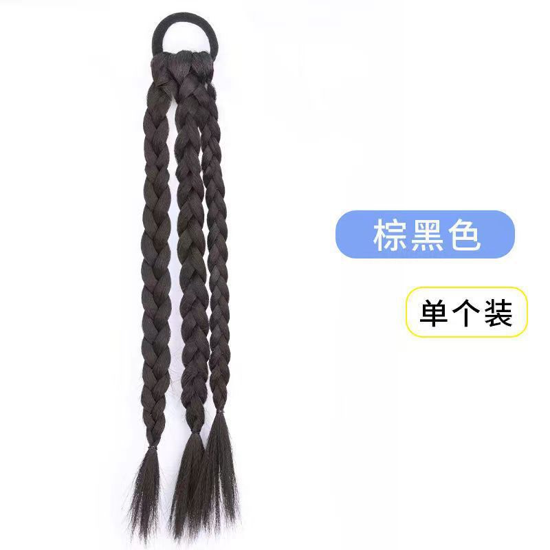 Personalidad de la chica alta peluca de cola de caballo trenzas dulces y frescas trenzas de boxeo de doble cola de caballo simulación de correa de hueso de pescado trenzas sucias