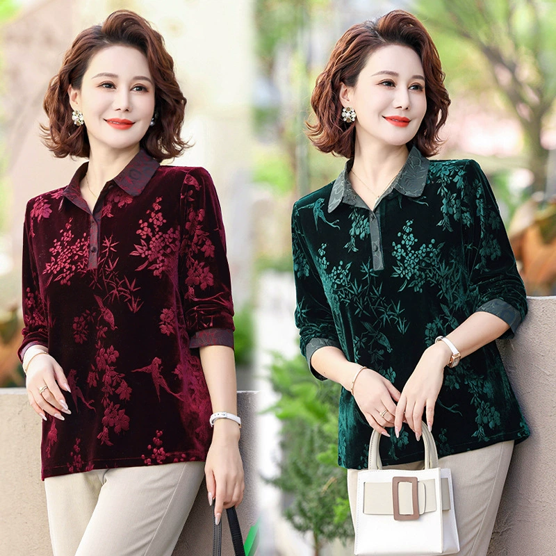 2025 Осенняя мода для мам: вязаный свитер для молодости, новый весенне-осенний топ с лацканами для женщин среднего и старшего возраста