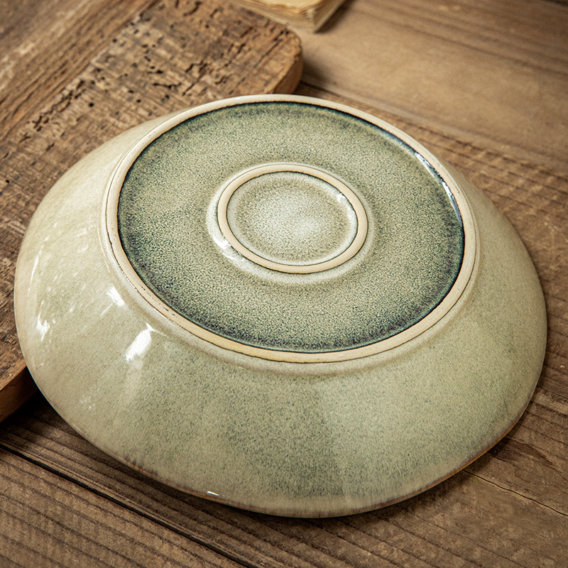 Yunhuang hace la antigua personalidad de platos de hoja de loto 9 pulgadas de cerámica profunda platos de platos de platos característicos retro platos caseros ensalada