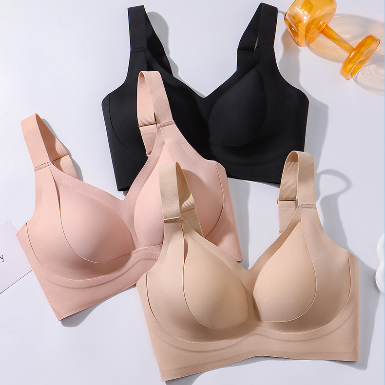 Double-lift Soft Support plus size Underwear Women's Non-marking No-steel Rings Bra Push-up Anti-sagging Bra