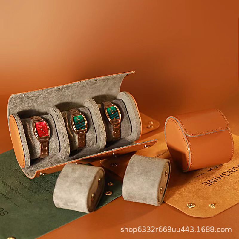 Amazon en stock caja de almacenamiento de viaje Caja de reloj de trabajo PU cuero en stock caja de Reloj portátil de alta gama