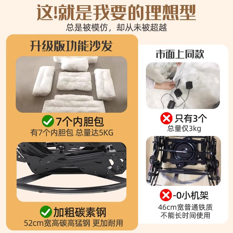 Sofá eléctrico multifuncional para una persona se puede acostar y dormir en la sala de estar, dormitorio, silla mecedora, sofá perezoso espacial de primera clase