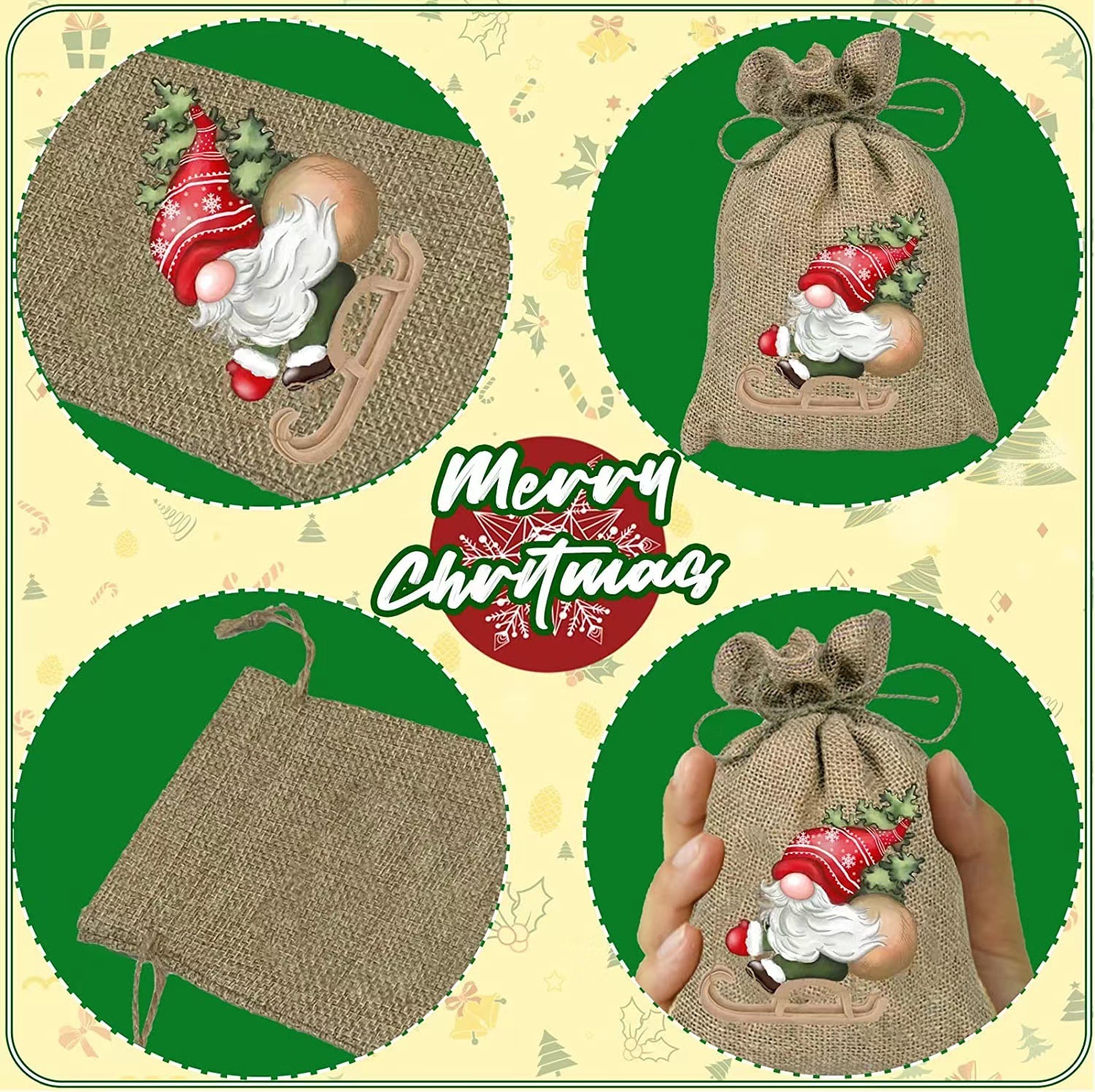 Novo conjunto de doces decorativos de Natal, pacote de linho, bolso com cordão, bolsa de presente_voghion.com