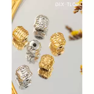 Разделительные бусины-фонарики из титановой стали с напылением 18K