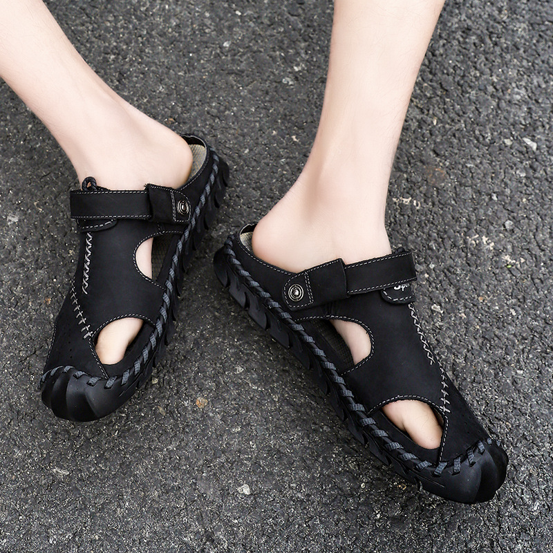 中年男士皮凉鞋