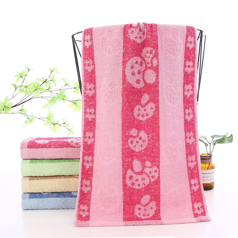 Cotton towel with jacquard pattern, 80 grams, mushroom design, for cleaning, foreign trade export, street stall goods, 2-yuan store, machine-washed cotton towel wholesale