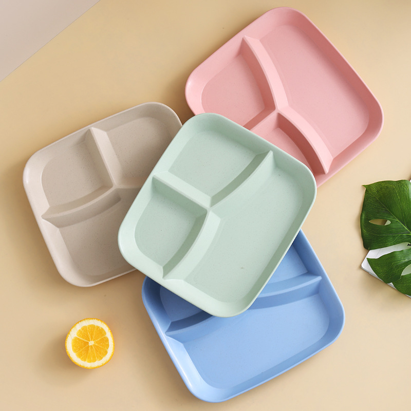 25 Fat-reducing Dielectric Plate Three Dielectric Dielectric Plate Household Wheat Straw Plastic Tableware Plate Microwave Oven Heatable