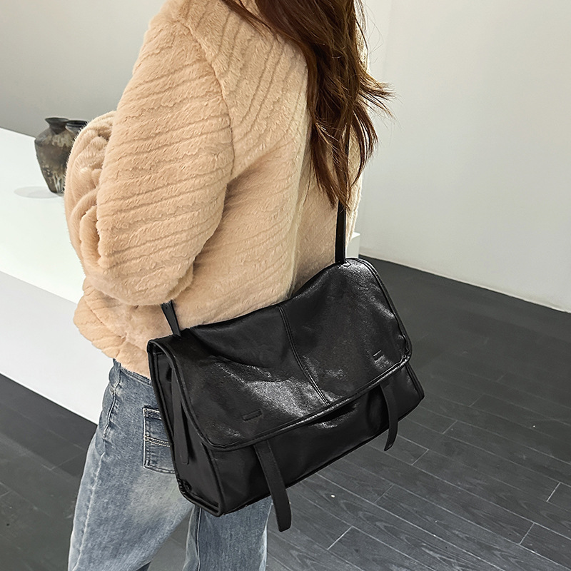 Bolsa de lujo ligera de piel bronceada, bolsa de lujo de gran capacidad para mujeres, bolsa de transporte relajada, retro, ocio, bolsa de hombro, cartero