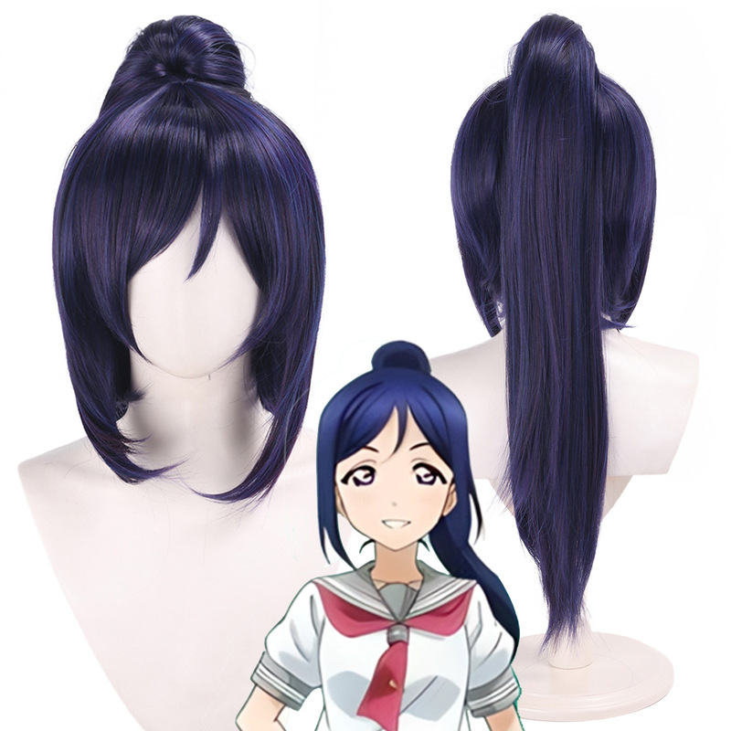 Blue Gold Lovelive!Sunshine!! Aqours Matsuura Kanan Cosplay High Ponytail Wig Blue Gold Lovelive!Sunshine!! Aqours Matsuura Kanan Cosplay High Ponytail Wig