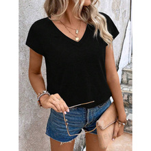 M 64415 Solid Button Short Sleeve Tee ��ɫŤ��ʱ�� T ��