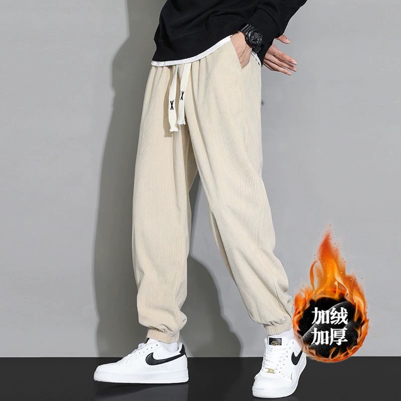 Вельветовые брюки мужские осенние и зимние брюки для ног 2024 новые бархатные толстые спортивные длинные брюки