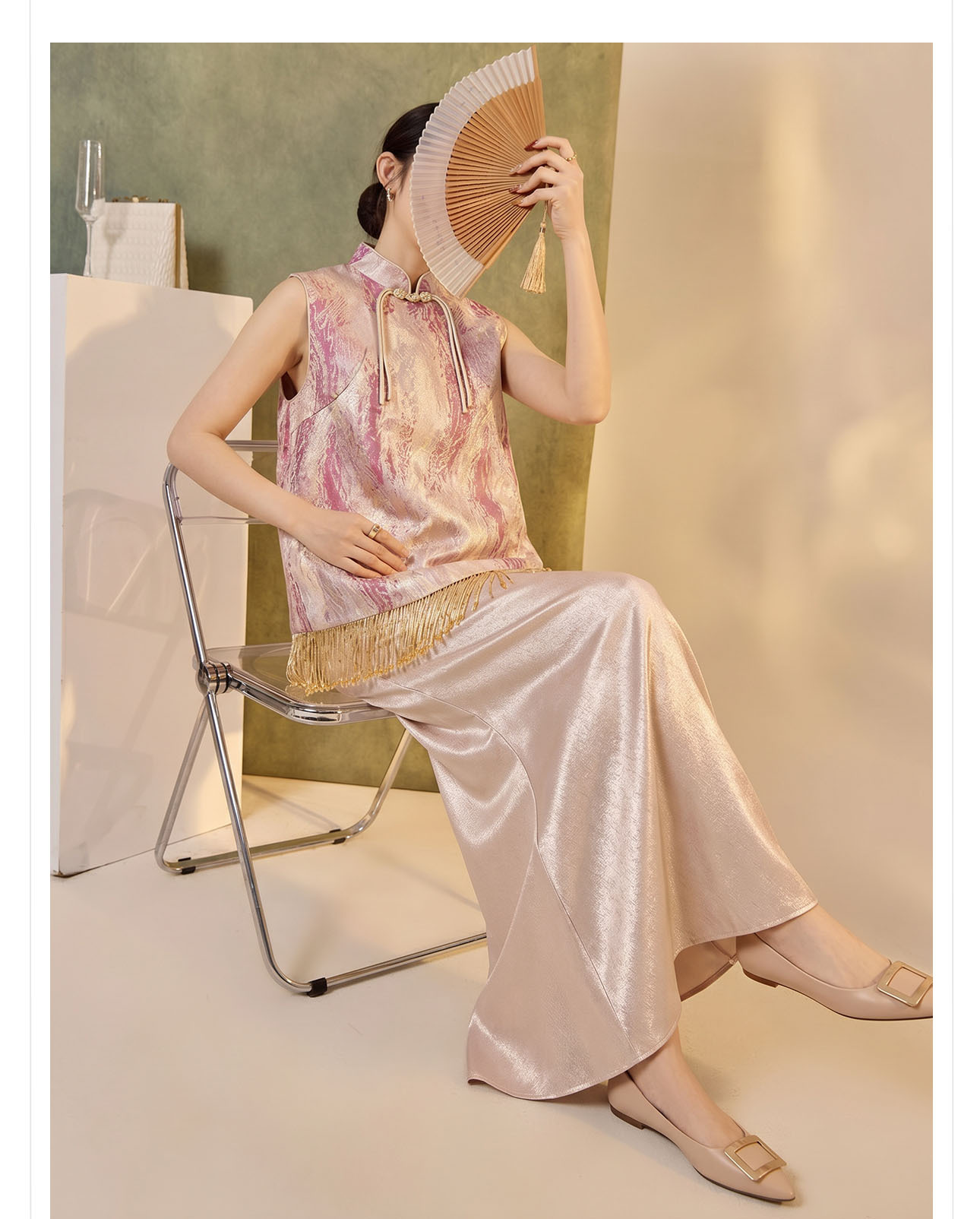 Áo không tay cổ tròn jacquard viền tua mùa hè — Trang chủ chi tiết 11