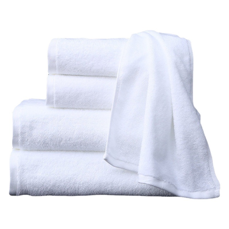 Wholesale Pure Cotton Hotel Towels, All-Cotton Five-Star Hotel White Towel and Bath Towel Set, Hotel Bath Towels