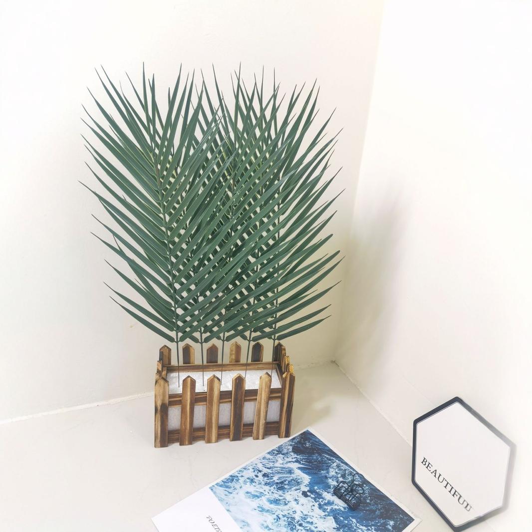 Cross -border artificial plant artificial palm leaf single tablet iron tree leaves fake palm -part high -pipe green plant fern jungle 3