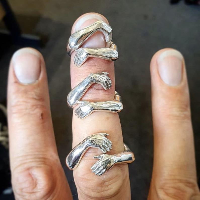 Geometric Pattern Simple Style Geometric Alloy Plating Couple Open Rings