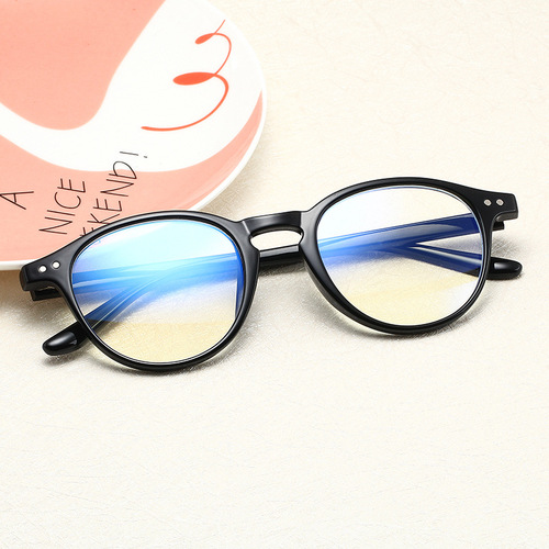 New tr90 anti-blue light glasses 2318 men and women retro flat glasses cross-border round frame plain computer goggles