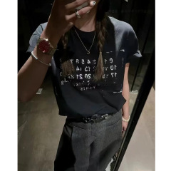 高品質 ▼ 2025春夏アメリカンスタイル大衆デザインM風数字アルファベット半袖tシャツレディースゆるい上着カジュアル