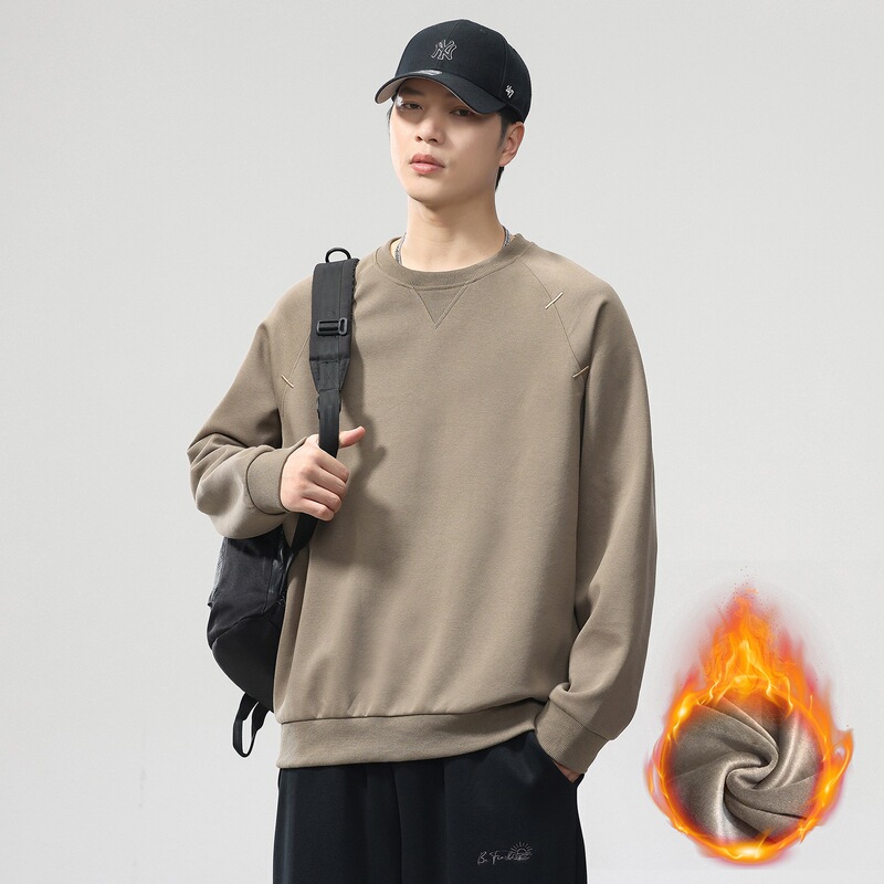 American-style crew neck sweatshirt, new autumn collection for men, trendy and loose-fitting long-sleeve T-shirt, available in black, floral gray, and dark gray