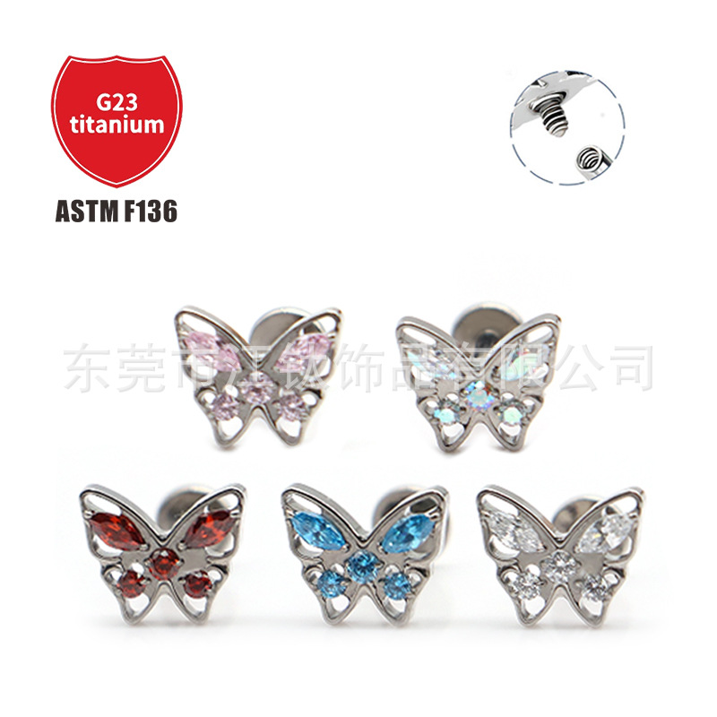 Pointed titanium steel lip stud product view