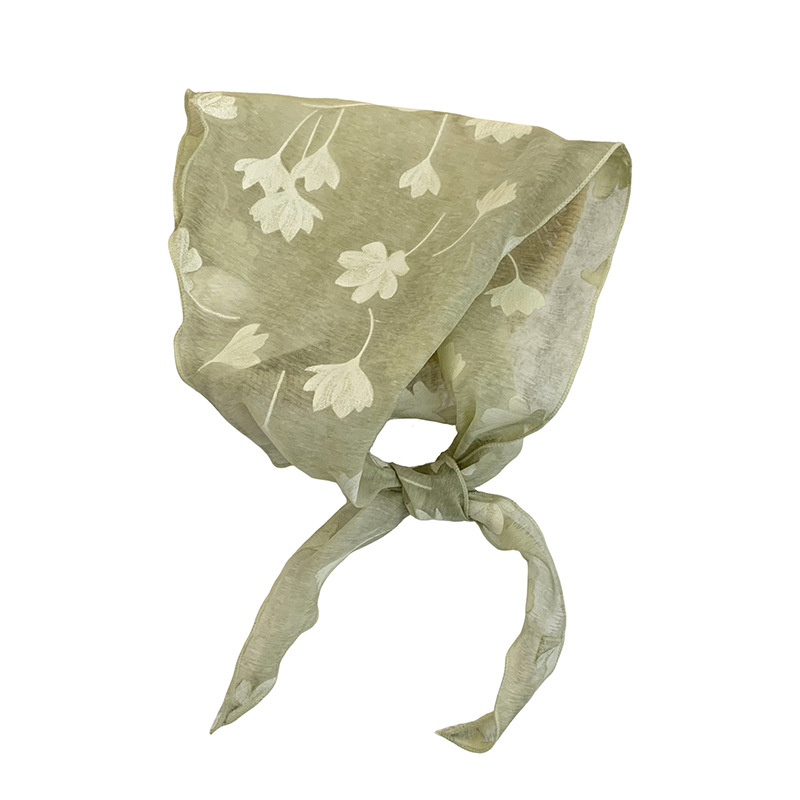 Bufanda triangular, bufanda para el cuello, nueva bufanda de seda fresca pequeña, pañuelo floral de alta calidad, accesorios para el cabello de estilo pastoral femenino de verano