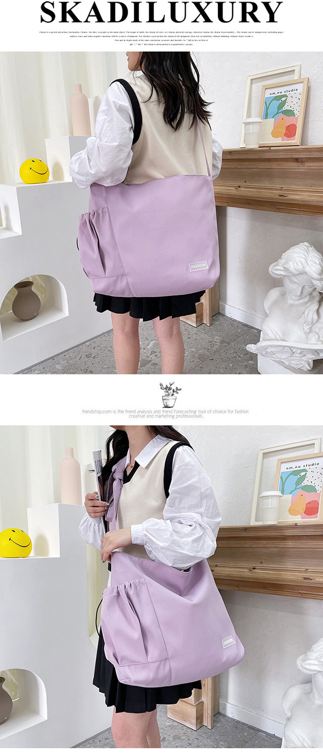 Spring and summer women's bags, ins-style, niche design sense canvas bags, drawstring single-shoulder bags, crossbody bags, college student class bags undefined