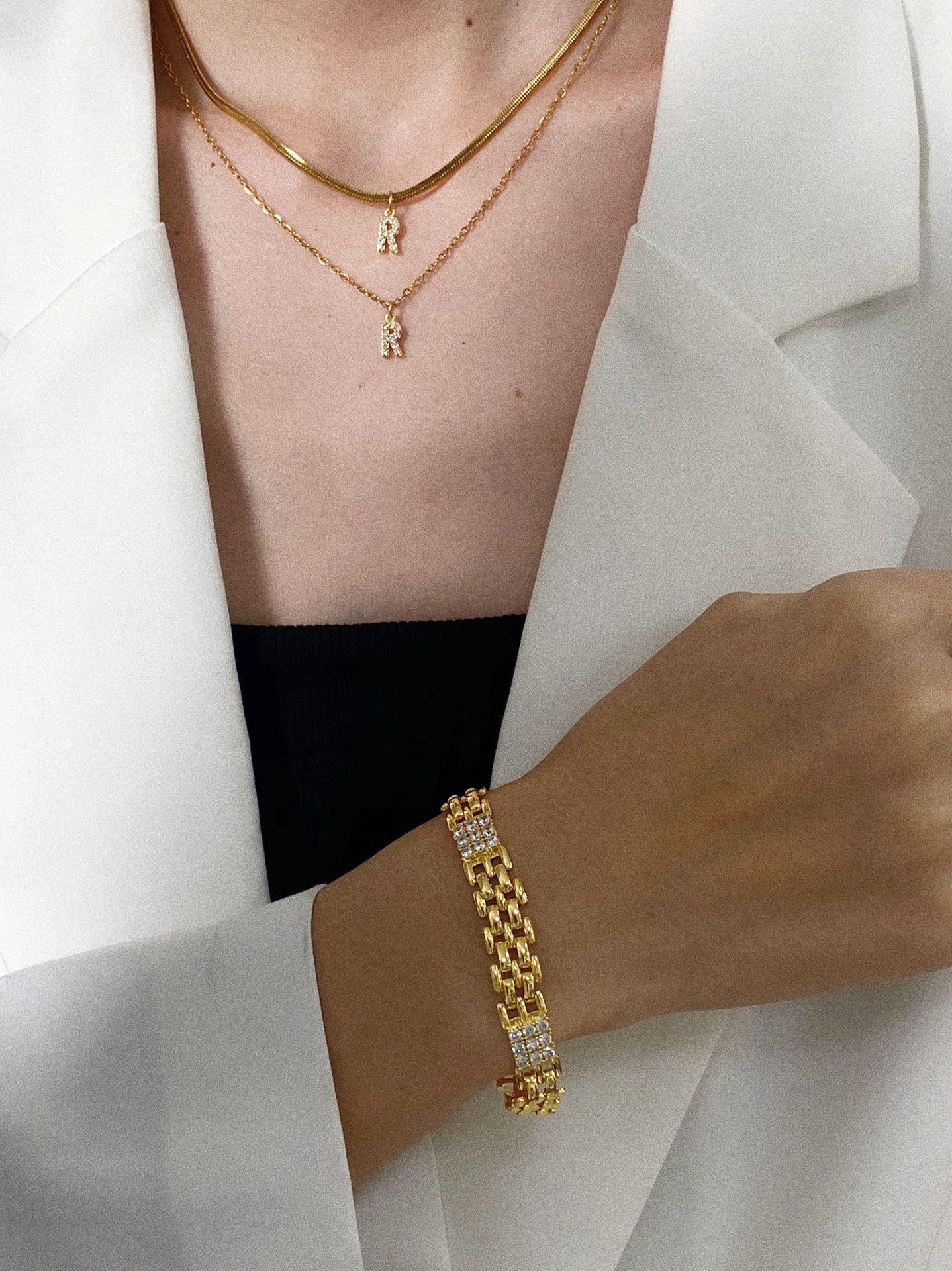 201 Stainless Steel Material Wholesale Jewelry Fashion Letter 201 Stainless Steel Zircon Plating Stainless Steel Necklaces