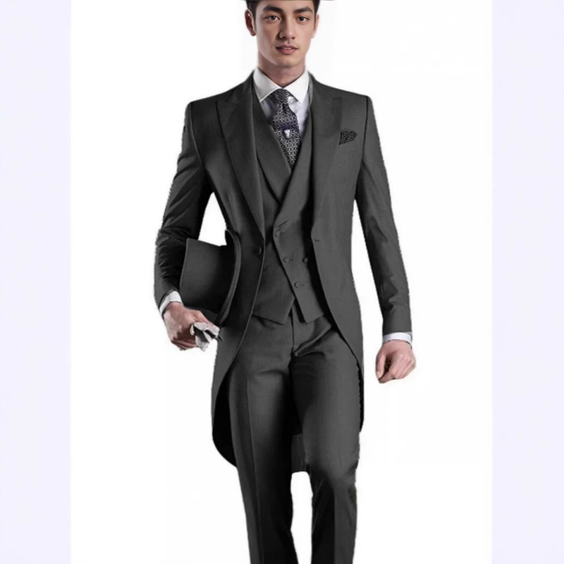 Aliexpress Popular Tuxedo Three-Piece Suit for Men's Party Prom Groom Suit Wedding Tuxedo Slim Fit Groomsmen
