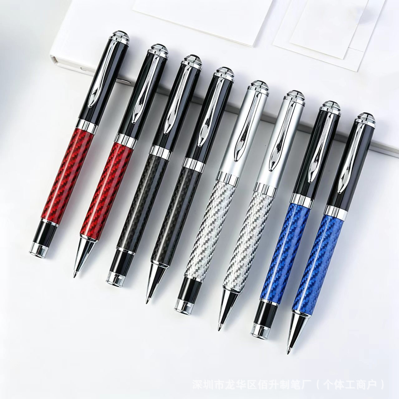 Business Gift Carbon Fiber Sign Pen Black Gel Pen Advertising Meeting Ball Pen logo Metal Pen
