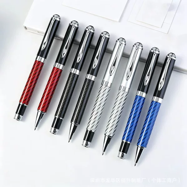 Business Gift Carbon Fiber Sign Pen Black Gel Pen Advertising Meeting Ball Pen logo Metal Pen