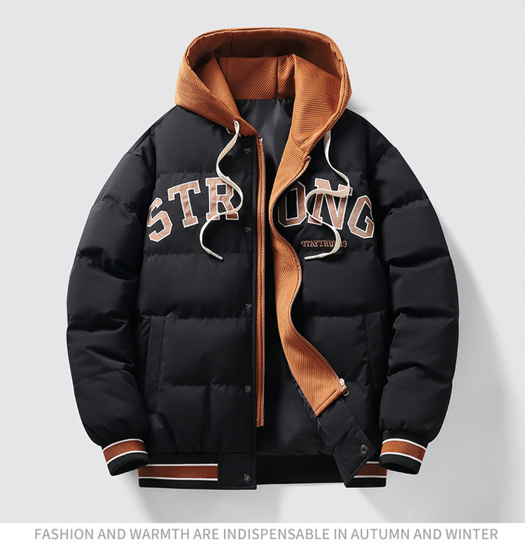 two piece hooded autumn and winter plus thick fashion trend men's jacket casual warm cotton clothing_voghion.com