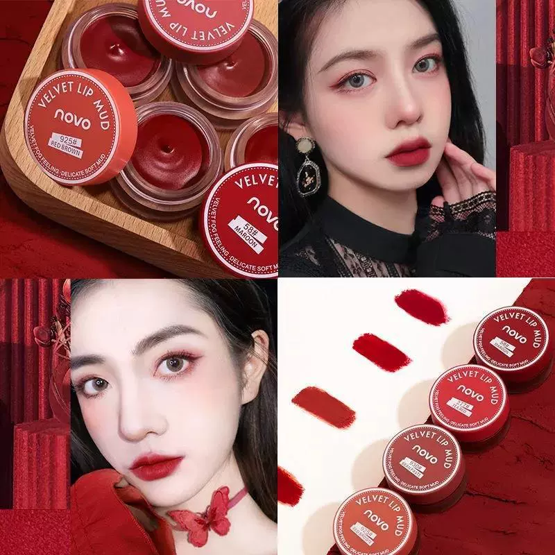 Матовая помада Velvet Lip Mud (novo), 4 цвета, высокопигментированная, легкая текстура