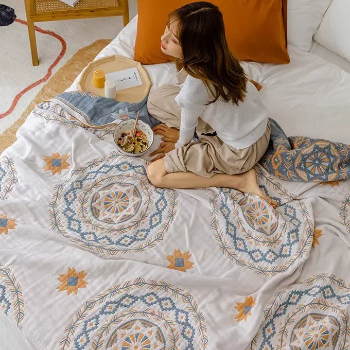 四层纱布毛巾被夏凉被纯棉全棉加厚加大空调被可机洗午睡沙发盖毯