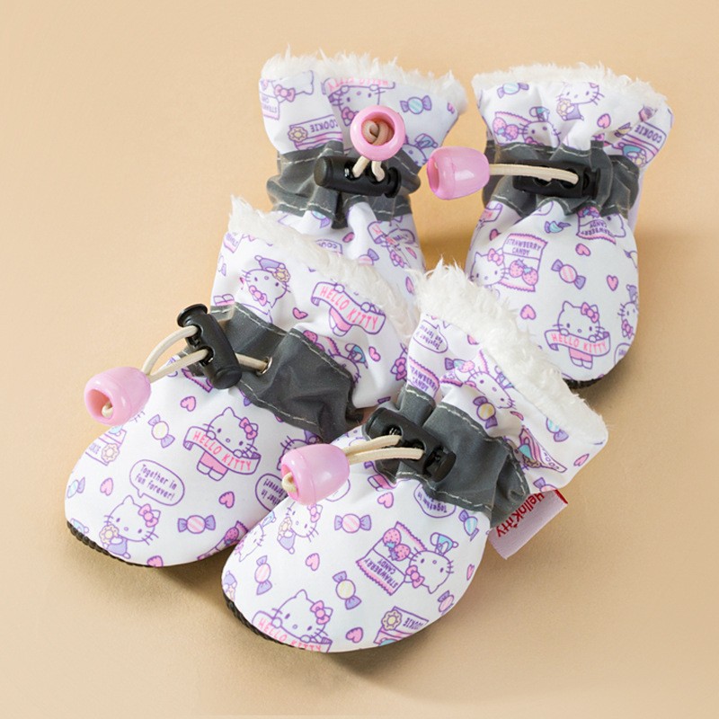 Otoño e invierno excursión para perros cálido forrado de lana gruesa PET zapatos de suela suave zapatos de algodón para perros medianos y pequeños zapatos para perros pequeños