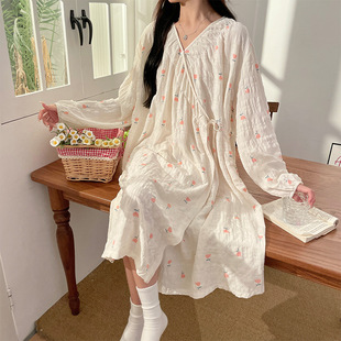 Mustang also pajamas new cloud cotton long sleeve kimono confinement skirt pregnant women even outside single home clothes suit