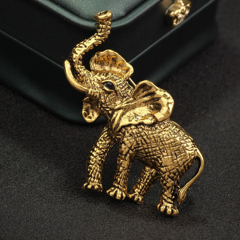 Elephant brooch personality ins men's suit jacket accessories women's clothing coat fixed pin fashion elegant jewelry