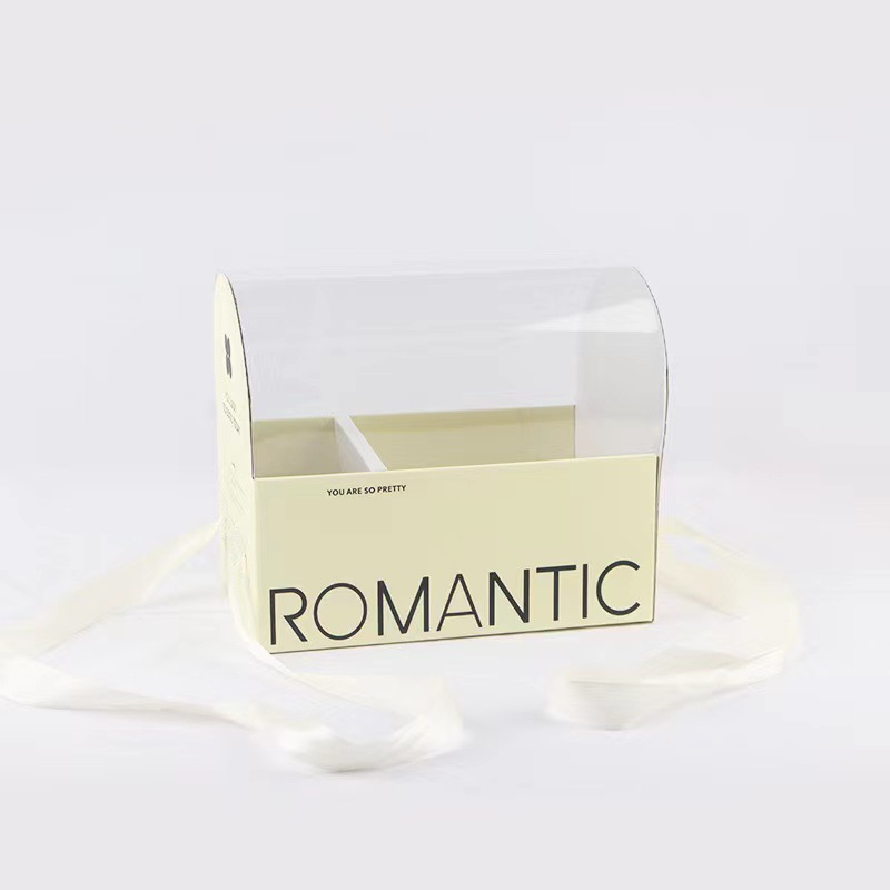 Día de San Valentín 520 rojo portátil flor pastel caja regalo mano regalo vacaciones pastel caja de flores transparente