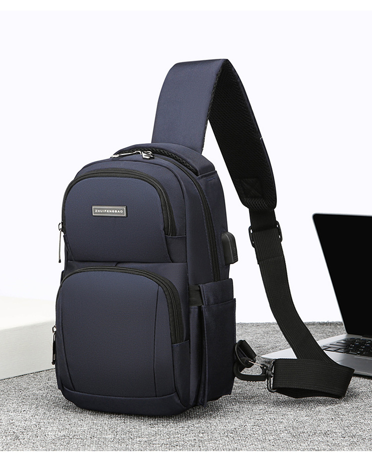 The new men's chest bag for the autumn of 2024, a trendy casual single-shoulder bag, a cross-border water-resistant rechargeable crossbody bag undefined