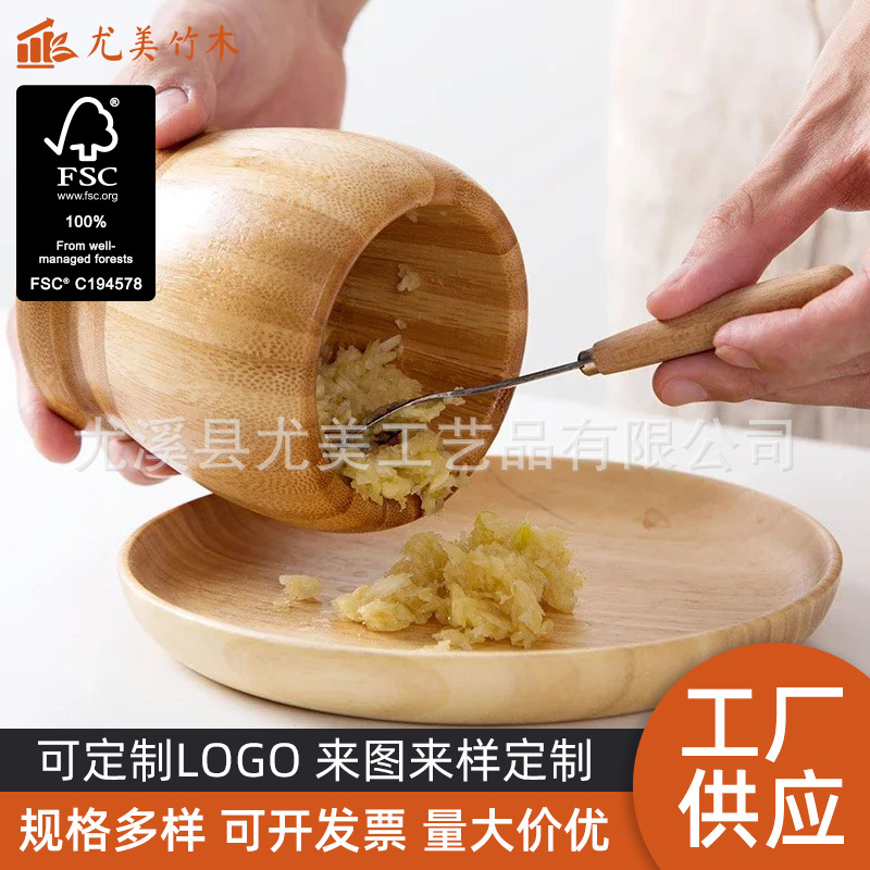Bambú ajo mortero manual de hogar ajo machacador de ajo tarro Mascher de ajo tarro fabricante de mortero en stock