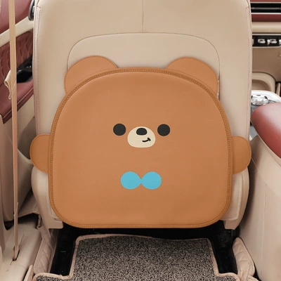 Car anti-kick pad cartoon car seat anti-kick dirt-resistant pad car inner rear seat back protection pad car interior decoration (Chair back anti-kick pad) - bow-tie-bear-upgraded-and-thickened