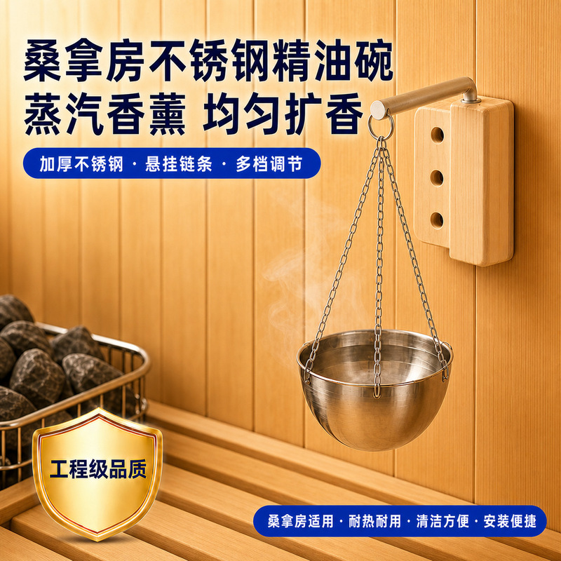 Wall-mounted square and round stainless steel aromatherapy bowl, special essential oil bowl for sauna, steam room accessories (free shipping)