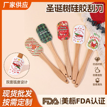 新品圣诞树硅胶刮刀木柄奶油抹刀圣诞刮刀牛油搅拌刀烘焙刮刀工具