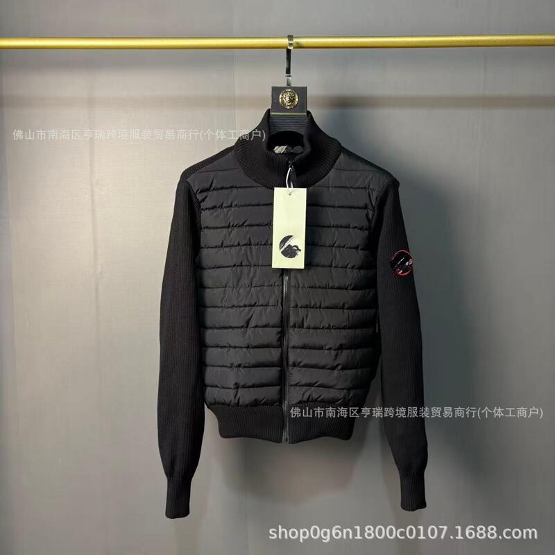 European New Style Large Goose down Knitted Patchwork Casual down Jacket for Men, White Duck Down, Warm, Fashionable, Slim-Fit down Coat