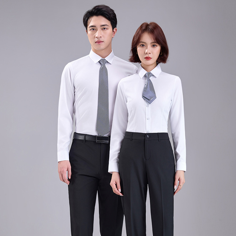 Mulberry Silk Unisex Professional Attire Long-Sleeve Shirt Set, Real Estate Workwear, Customizable with Embroidered Logo Mulberry Silk Unisex Professional Attire Long-Sleeve Shirt Set, Real Estate Workwear, Customizable with Embroidered Logo